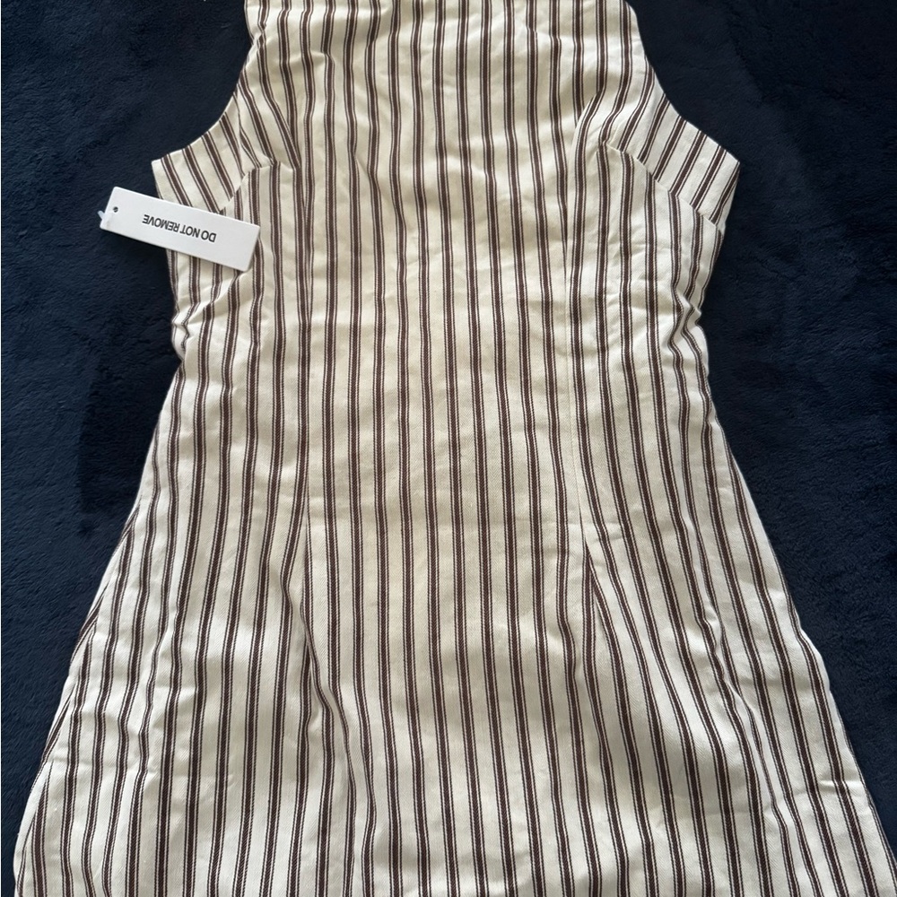 Princess Polly Striped Dress - Cream and Brown